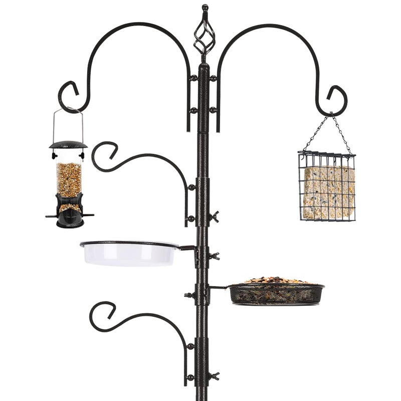 ERYTLLY Bird Feeding Station Kit Bird Feeder Pole Wild Bird Feeder Hanging Kit Planter Hanger Multi Feeder Hanging with Metal Suet Feeder Bird Bath for Attracting Wild Birds - Image 1